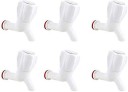 UNIQUE CREATION White PVC Plastic Bibcock/Water Tap for Kitchen, Bathroom Wash Basins - Set of 6 (1/2", 15 mm) Bib Tap Faucet  (Wall Mount Installation Type)