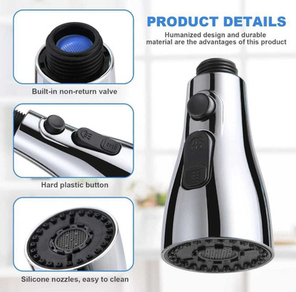 clayplus Faucet head Universal Kitchen Faucet 3-Function Pull Down Sink Sprayer Aerator Foam Flow Faucet  (Spout Installation Type)