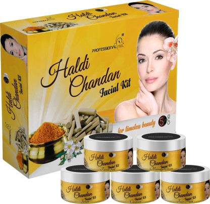 PROFESSIONAL FEEL Haldi Chandan Facial Kit, Herbal Premium Range For All Type Of Skin Solution  (5 x 50 g)