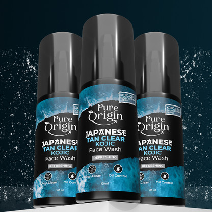 Pure Origin Men's Japanese Tan Clear Kojic (Pack of 3) | Fights Oily Skin & Dullness | Brightening | All Skin Types Face Wash  (300 ml)