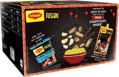MAGGI Fusian Spicy Tomato Asian Style Cuppa Noodles with Chilli Garlic Chinese Sauce Combo  (450 g)