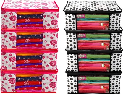 ANNORA INTERNATIONAL Pack Of 8 Cloth Safety Bag for Sarees ,Lahanga, Cloths,Suits,Pants Shirts Storage Space SaverSaree Cover, Cloth Organizer Wardrobe Organizer Clothes cover/Storage Cover/Cloth Cover ,Garment Cover  (Multicolor)