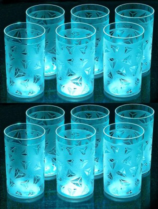 Sloppy (Pack of 12) Blue Prism Unbreakable Diamond Design For Water and Juice Glass Set Glass Set Water/Juice Glass  (250 ml, Plastic, Blue)