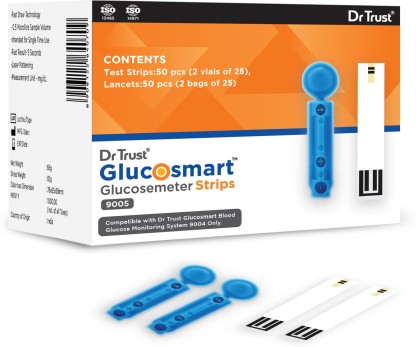 Dr. Trust USA Glucometer Test Strip- 9005 |Compatible with Dr Trust Glucosmart 9004 50 Glucometer Strips