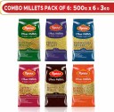 Manna Browntop, Foxtail, Kodo, Proso, Barnyard & Little High Fiber Unpolished Mixed Millet  (3000 g, Pack of 6)