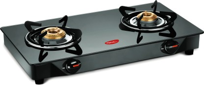 Pigeon Brunet Glass Manual Gas Stove  (2 Burners)