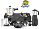 Greenchef Carnival Family Kitchen Set 9pcs Glass Manual Gas Stove  (2 Burners)