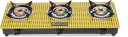 LIGHTFLAME 3 Burner Hybrid Yellow ISI Certified Toughened Glass With 1 Year Warranty Glass Manual Gas Stove  (3 Burners)