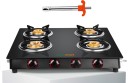 Greenchef Ebony Glass Manual Gas Stove  (4 Burners)