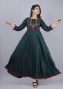 Embroidered Rayon Blend Stitched Anarkali Gown  (Green)