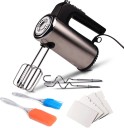 iBELL 300-Watt Hand Mixer Beater Blender Electric Cream Maker for Cakes with Base 5 Speed Control and 2 stainless Steel Beaters, 2 Dough Hooks. 300 W Hand Blender  (Black, Silver)