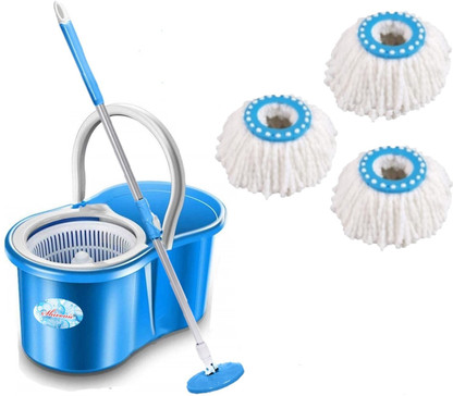 Shivonic Amazing Smart Easy To Clean Floor Magic Bucket 2 Absorbers, Wet and Dry Mop Set  (Blue)
