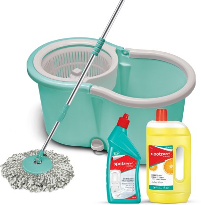 Spotzero by Milton Ace Mop Cleaning Kit Set - (Disinfectant Toilet Cleaner 1pc x 500 ml, Disinfectant Floor Cleaner 1pc x 1 Ltr) Mop