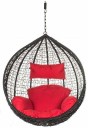 Furniture kart Luxury Hammock Swing Chair Jhoola Hanging Egg Chair Black with Red Cushions Steel Large Swing  (Black, Pack of 3, Pre-assembled)