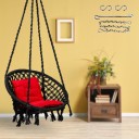 Swingzy Round Hanging Swing With L-Shaped Cushion/Swing For Adults/Home Swing/Jhula/ Cotton Large Swing  (Black, Pre-assembled)