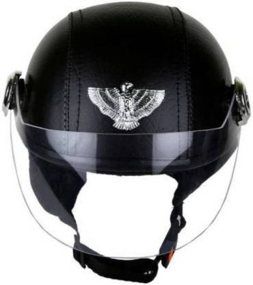 Friends Mart leather CAP Motorbike Helmet  (Black)