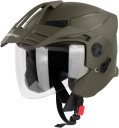 Steelbird SBH-23 Hunter ISI Certified Open Face Helmet Motorbike Helmet  (Dashing Battle Green with Clear Visor)