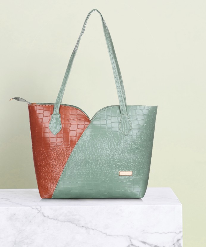 Women Tan, Green Shoulder Bag