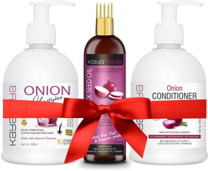 Kayamaya Onion Black Seed Hair Oil + Shampoo + Conditioner Hair Oil  (700 ml)