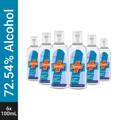 Savlon Active Gel Hand Sanitizer Bottle  (6 x 100 ml)