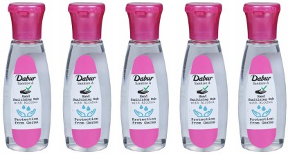 Dabur Liquid Based Hand Sanitizing with 80% Alochol Content Hand Bottle Hand Sanitizer Bottle  (5 x 120 ml)