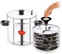 Mahavir Heavy Gauge Stainless Steel Idli Cooker Kitchen Accessories (Silver, 6 Plate, 24 Pcs) Induction & Standard Idli Maker  (6 Plates , 24 Idlis )