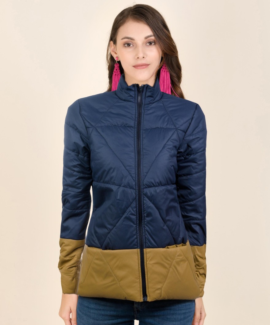 Full Sleeve Colorblock Women Quilted Jacket