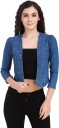 3/4 Sleeve Solid Women Denim Casual Jacket