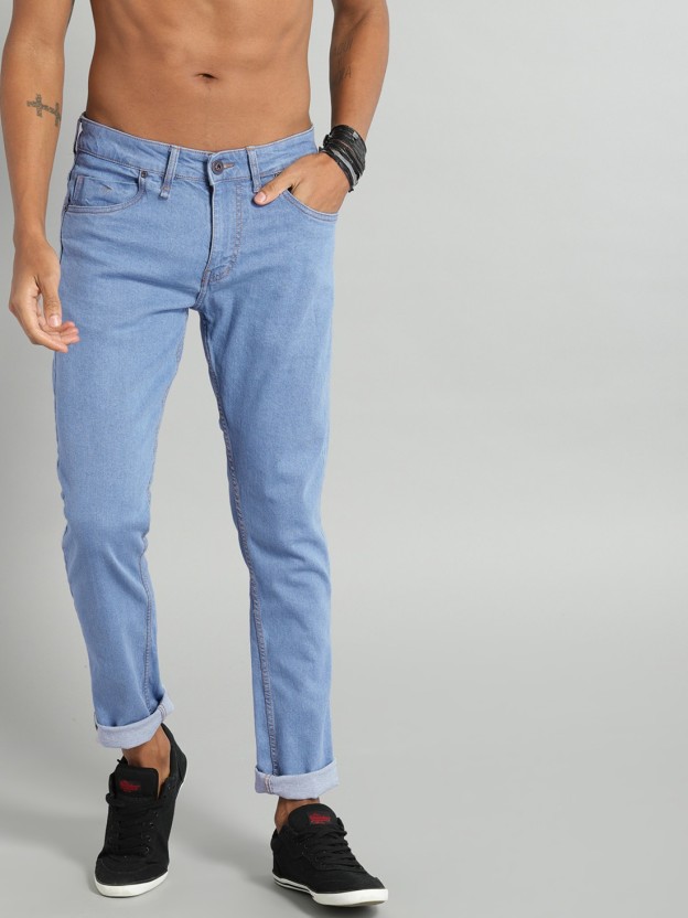 Men Skinny Mid Rise Blue Jeans