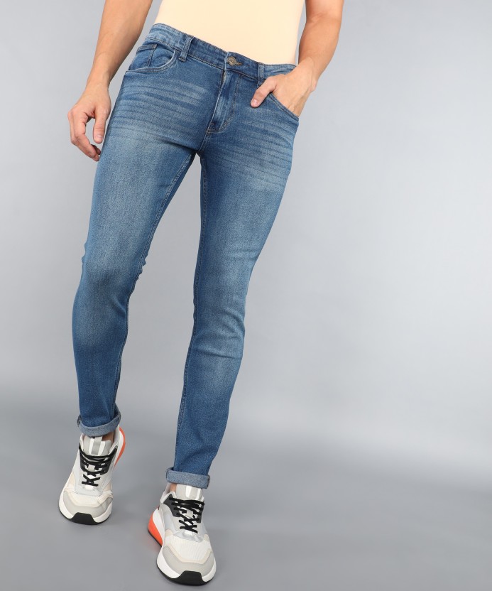 Men Skinny Mid Rise Blue Jeans