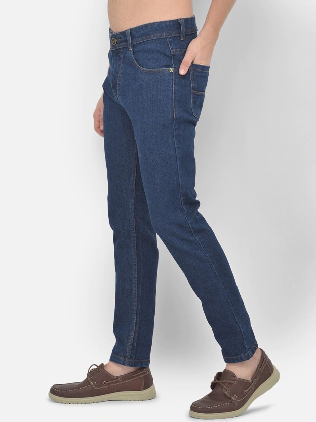 Men Slim Mid Rise Blue Jeans