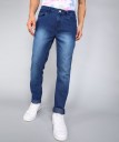 Men Slim Mid Rise Blue Jeans