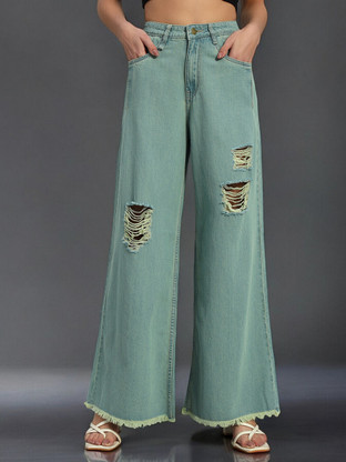 CHEMISTRY - Women Flared High Rise Green Jeans