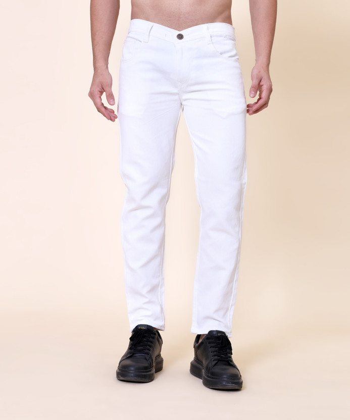 JEAMPY - Men Slim Mid Rise White Jeans