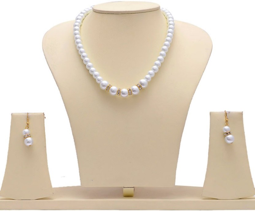 Alloy Gold-plated Jewel Set  (White, Gold)