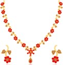 Alloy Gold-plated Jewel Set  (Gold, Red)