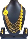 Alloy, Brass, Bronze, Stone, Cotton Dori Gold-plated Jewel Set  (Gold)