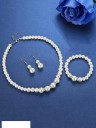 Glass Silver White Jewel Set  (Pack of 1)
