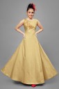 Girls Maxi/Full Length Party Dress  (Beige, Sleeveless)