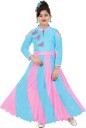 Girls Maxi/Full Length Party Dress  (Light Blue, Full Sleeve)