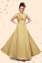 Girls Maxi/Full Length Party Dress  (Beige, Sleeveless)