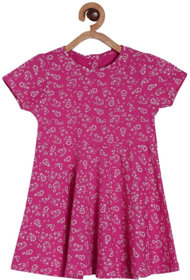 Midi/Knee Length Casual Dress  (Pink, Short Sleeve)