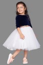 Baby Girls Calf Length Party Dress  (Dark Blue, 3/4 Sleeve)