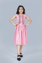 Girls Midi/Knee Length Casual Dress  (Pink, Sleeveless)