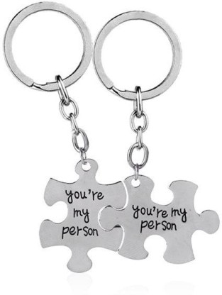 DALUCI 2 Pcs/Set Puzzle You're My Person Couple Keychain For Lovers You Are My Person Key Chain Ring Holder Best Friends Key Chain