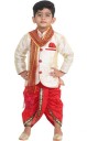 Boys Festive & Party Kurta, Dhoti Pant & Dupatta Set  (Gold Pack of 1)