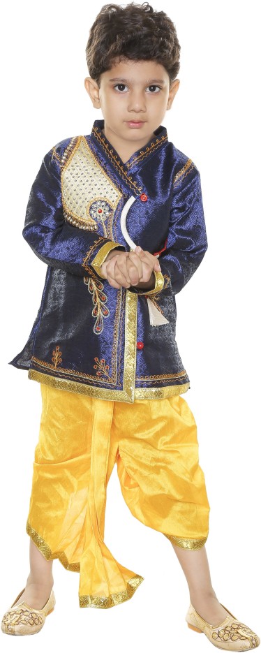 Boys Festive & Party Dhoti & Kurta Set  (Dark Blue Pack of 1)