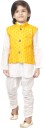 Boys Festive & Party Kurta, Waistcoat and Pyjama Set  (Yellow Pack of 1)