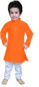Baby Boys Festive & Party Kurta and Pyjama Set  (Orange Pack of 1)