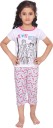 Girls Printed Pure Cotton Kids Nightwear  (Pink Pack of 1)